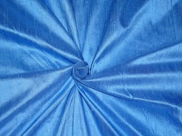 100% PURE SILK DUPION FABRIC PASTEL INDIGO colour 54&quot; wide WITH SLUBS*