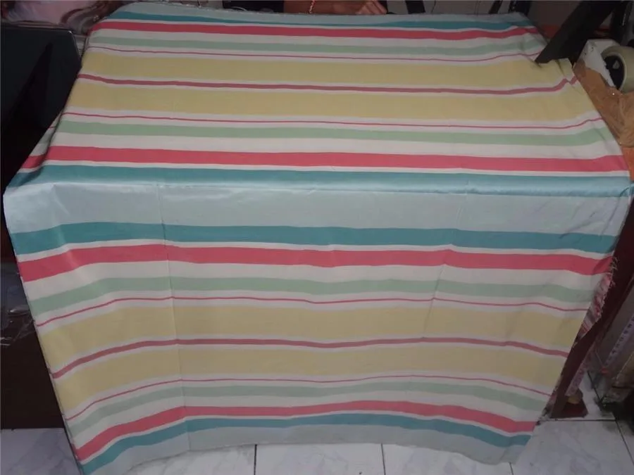 100% SILK TAFFETA PASTEL COLOUR STRIPE 54" wide Taf#S136[1]