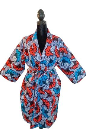 Akua African Print Satin Robe