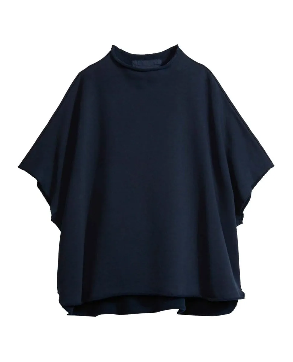 Audrey Funnel Neck Capelet Navy Fleece