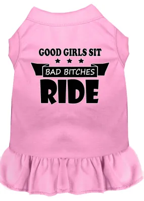 Bitches Ride Screen Print Dog Dress Light Pink Med (12)