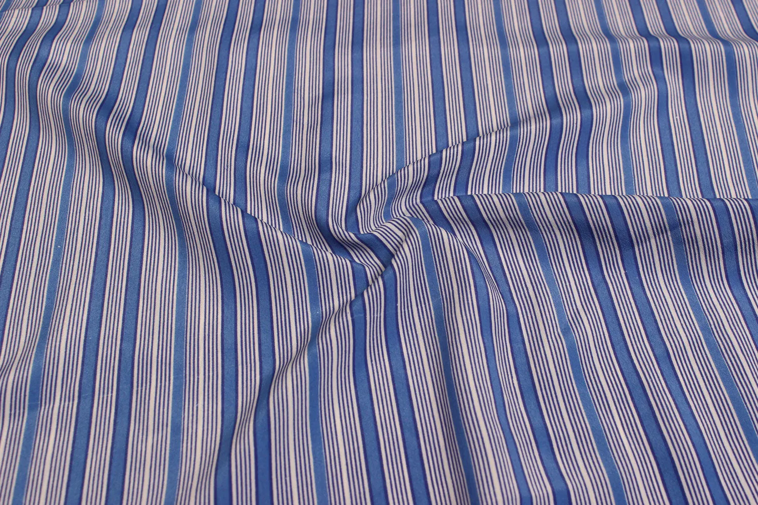 Blue & White Printed Crepe Fabric