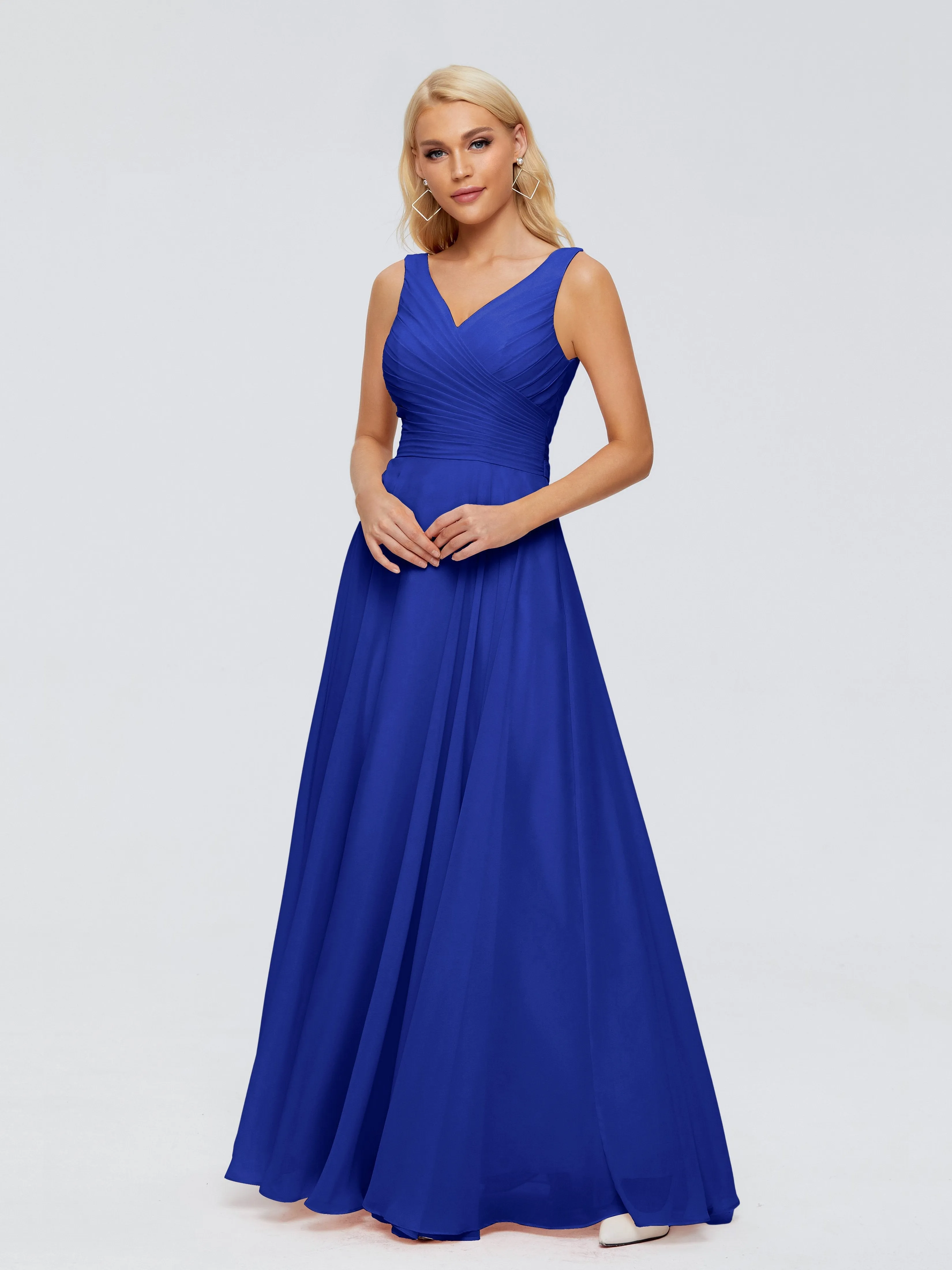 Bridesmaid Dress Royal Blue Ryleigh Flowy Chiffon Bridesmaid Dresses With Bow