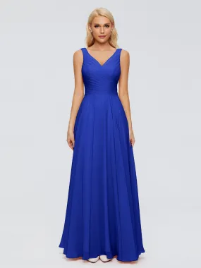 Bridesmaid Dress Royal Blue Ryleigh Flowy Chiffon Bridesmaid Dresses With Bow