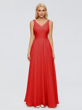 Bridesmaid Dress Watermelon Ryleigh Flowy Chiffon Bridesmaid Dresses With Bow