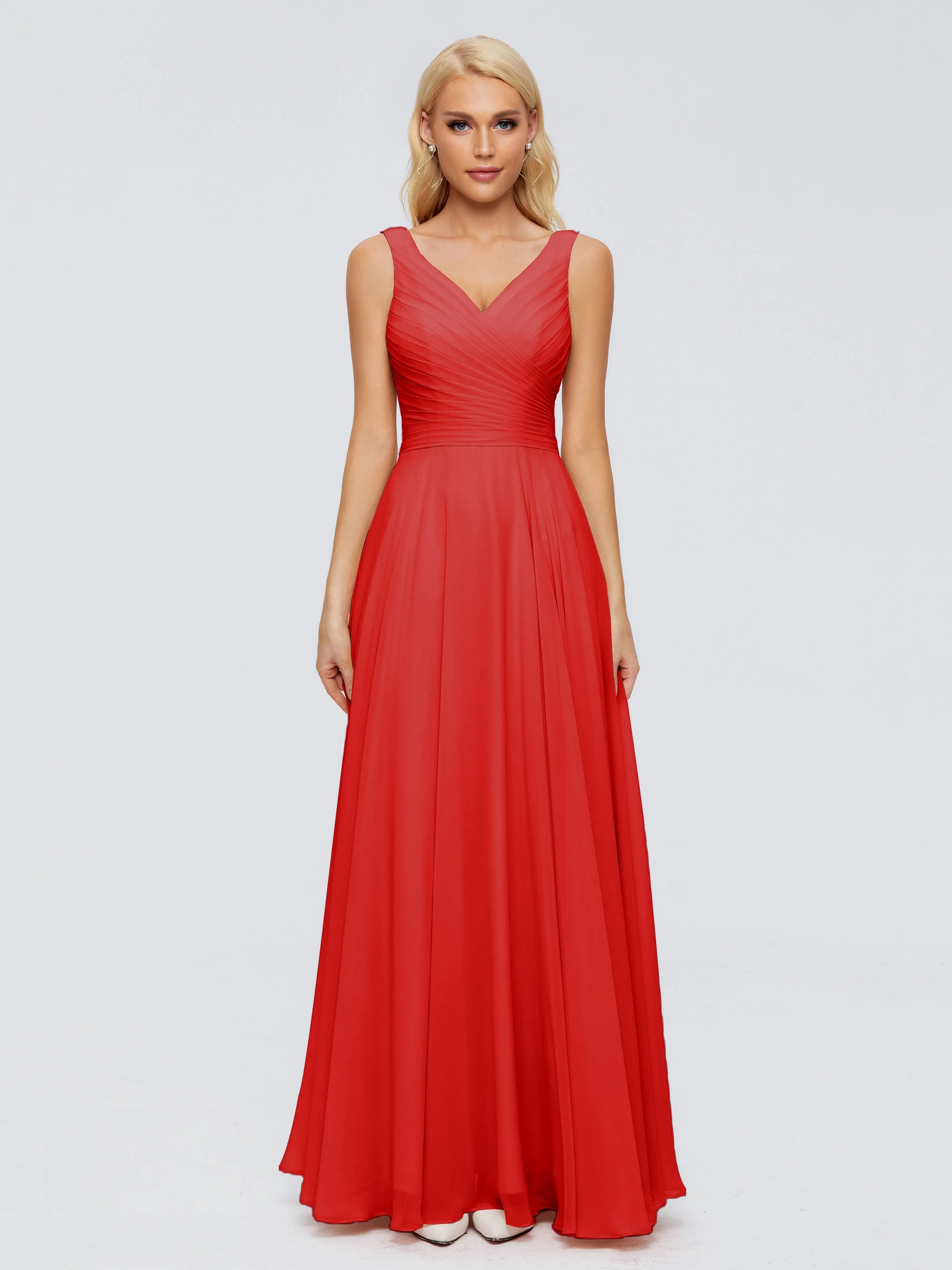 Bridesmaid Dress Watermelon Ryleigh Flowy Chiffon Bridesmaid Dresses With Bow