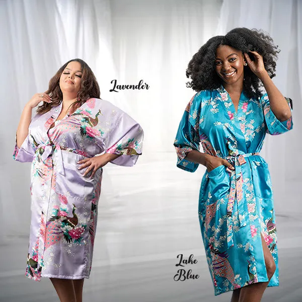 Bridesmaid Robe Set of 3, Floral, Womens Sizes 2-18, Mid Length