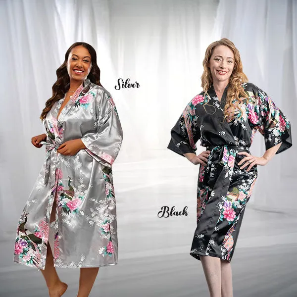 Bridesmaid Robe Set of 3, Floral, Womens Sizes 2-18, Mid Length