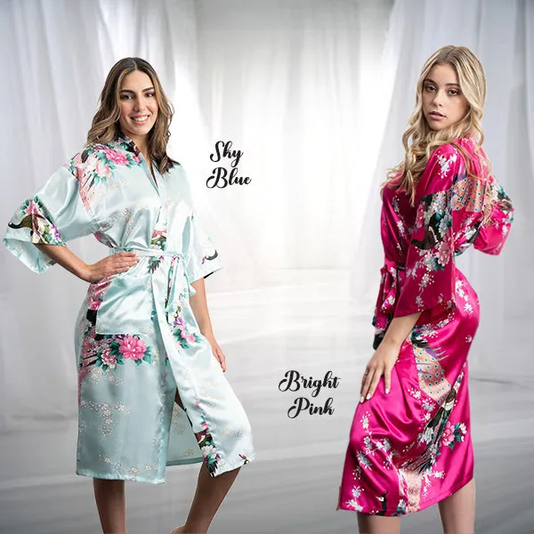 Bridesmaid Robe Set of 3, Floral, Womens Sizes 2-18, Mid Length