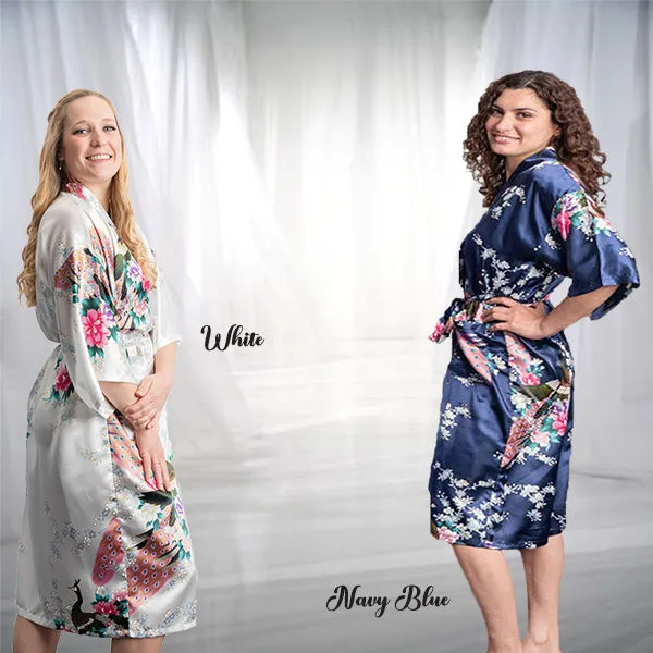 Bridesmaid Robe Set of 3, Floral, Womens Sizes 2-18, Mid Length