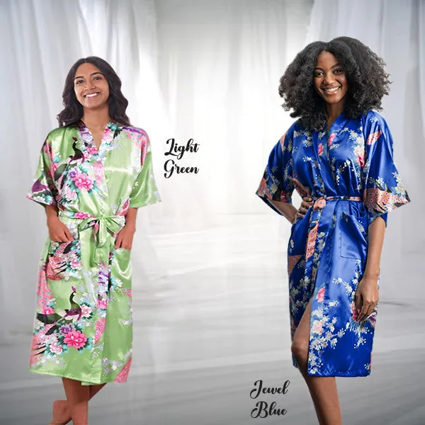 Bridesmaid Robe Set of 3, Floral, Womens Sizes 2-18, Mid Length