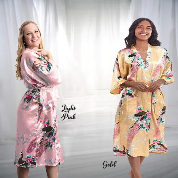 Bridesmaid Robe Set of 3, Floral, Womens Sizes 2-18, Mid Length