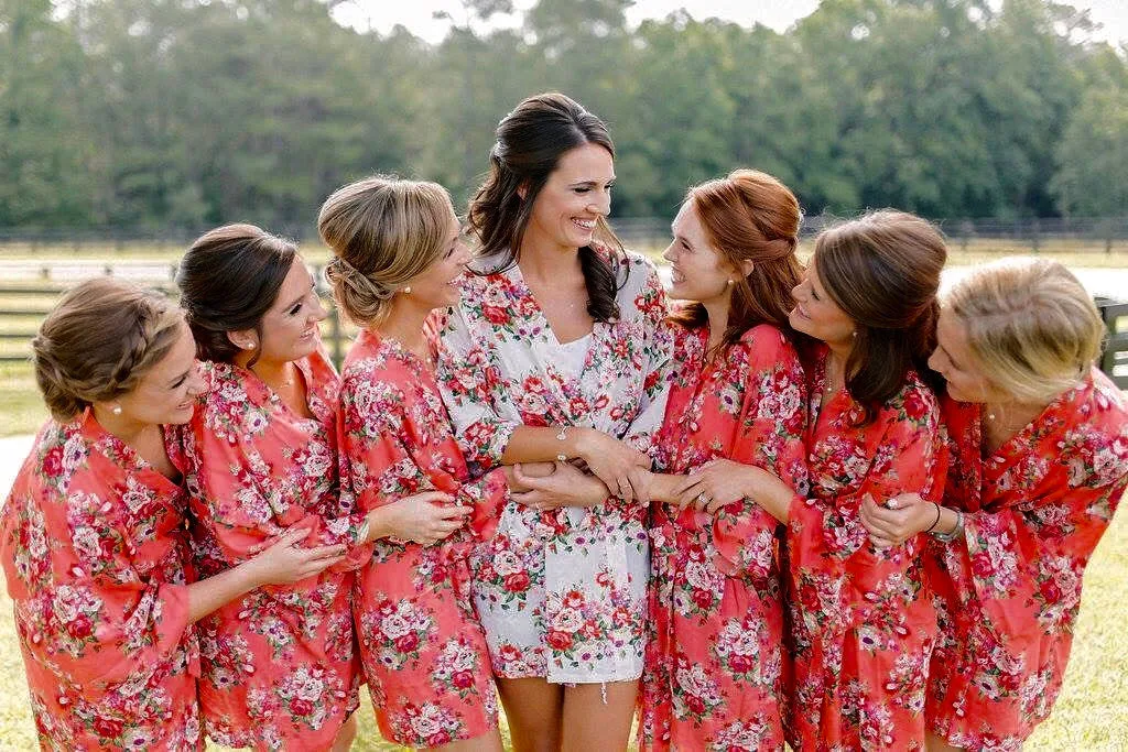 Bridesmaid Robes-Bridesmaid Gift-Bridal Party Robes-Floral Robe-Kimono Robe-Wedding Robe*** Discount for Multi Orders, Please message us***