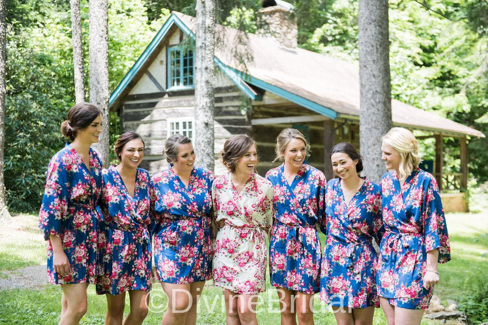 Bridesmaid Robes-Bridesmaid Gift-Bridal Party Robes-Floral Robe-Kimono Robe-Wedding Robe*** Discount for Multi Orders, Please message us***