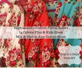 Bridesmaid Robes -Floral Cotton Robes -Getting Ready Robes -Bridal Party -Kimono Robe***Discount for Multi Orders, Please message us**