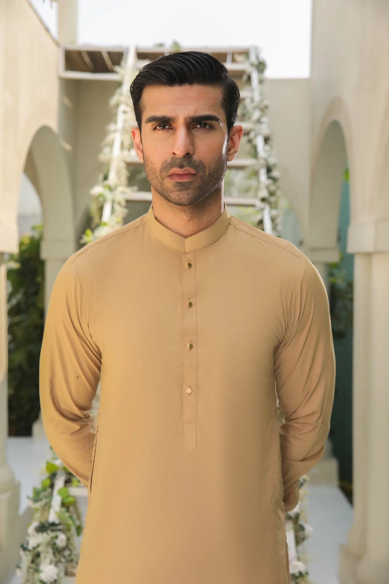 Camel Kurta Trouser/Shalwar - Men