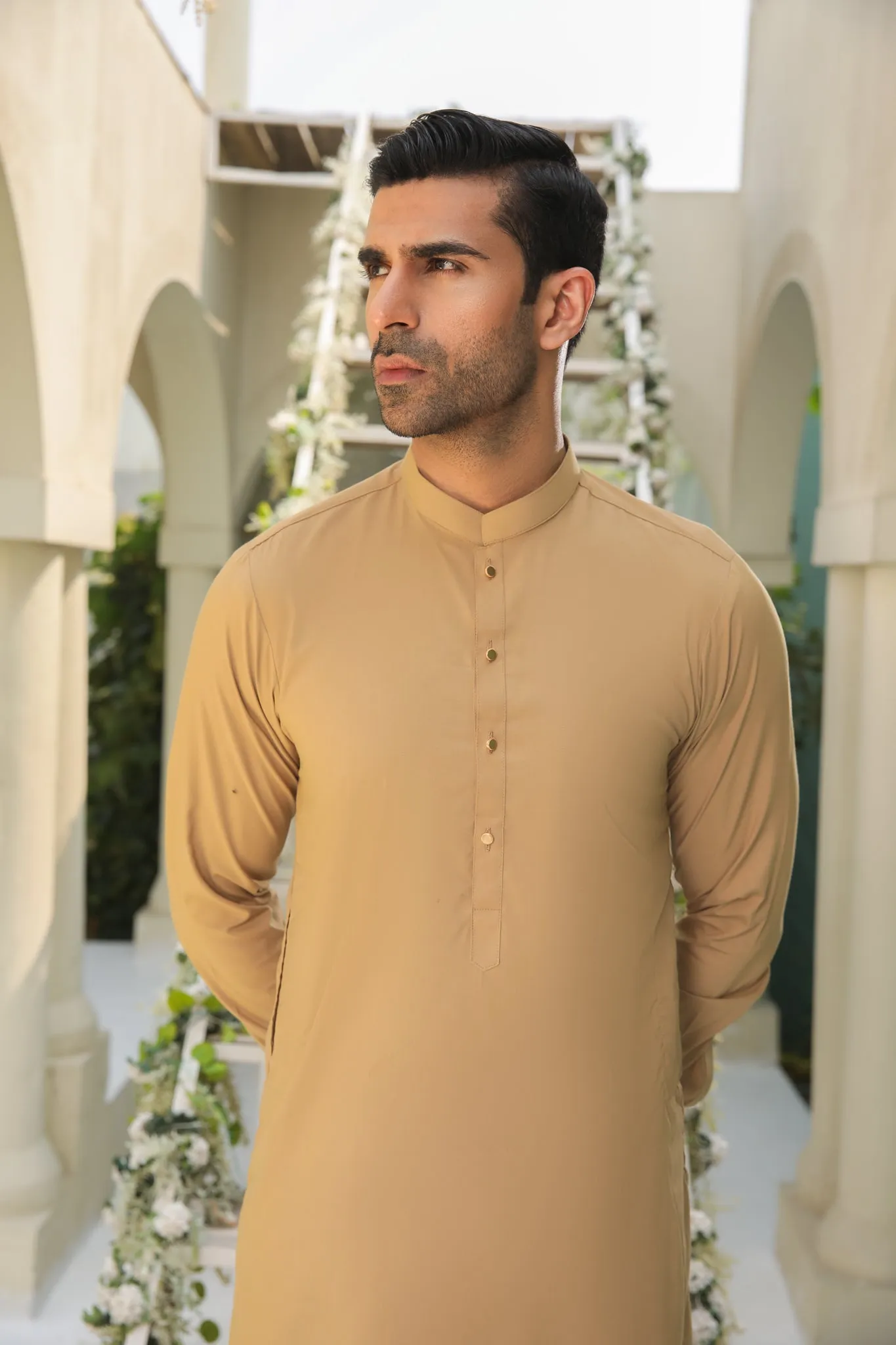 Camel Kurta Trouser/Shalwar - Men