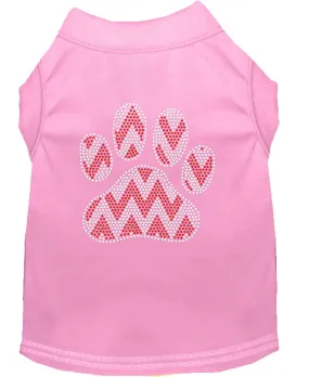 Candy Cane Chevron Paw Rhinestone Dog Shirt Light Pink Xs (8)