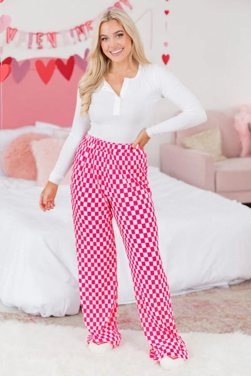 Checkered Button Shirt and Pajama Pant Set