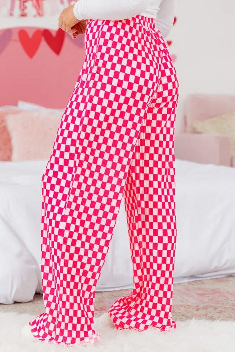 Checkered Button Shirt and Pajama Pant Set