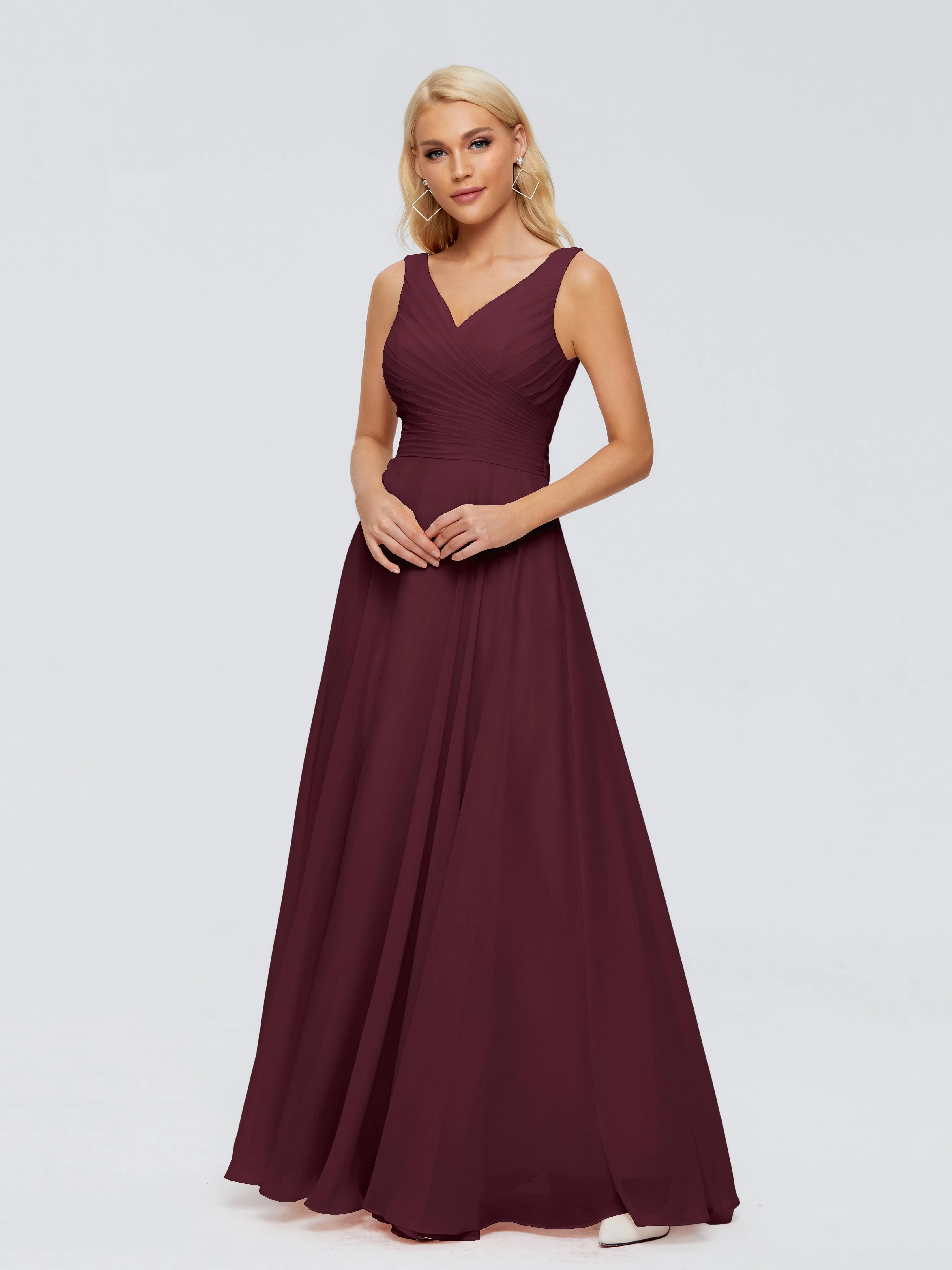 Chiffon Cabernet Bridesmaid Dress Ryleigh Flowy Chiffon Bridesmaid Dresses With Bow