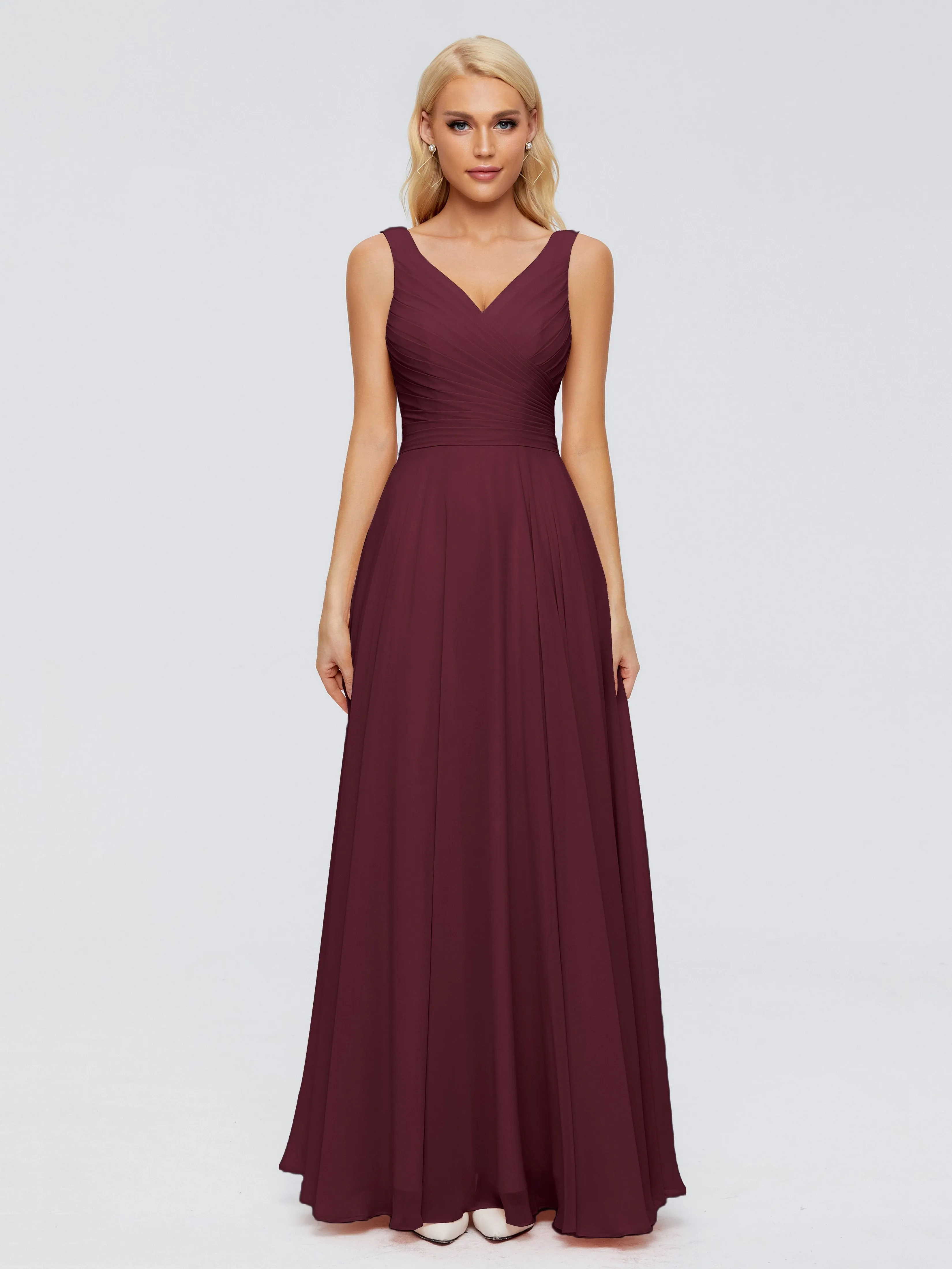 Chiffon Cabernet Bridesmaid Dress Ryleigh Flowy Chiffon Bridesmaid Dresses With Bow