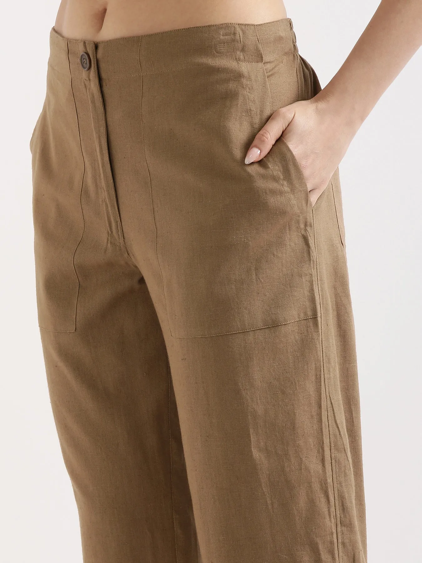 Coffee Brown Airy Linen Pants