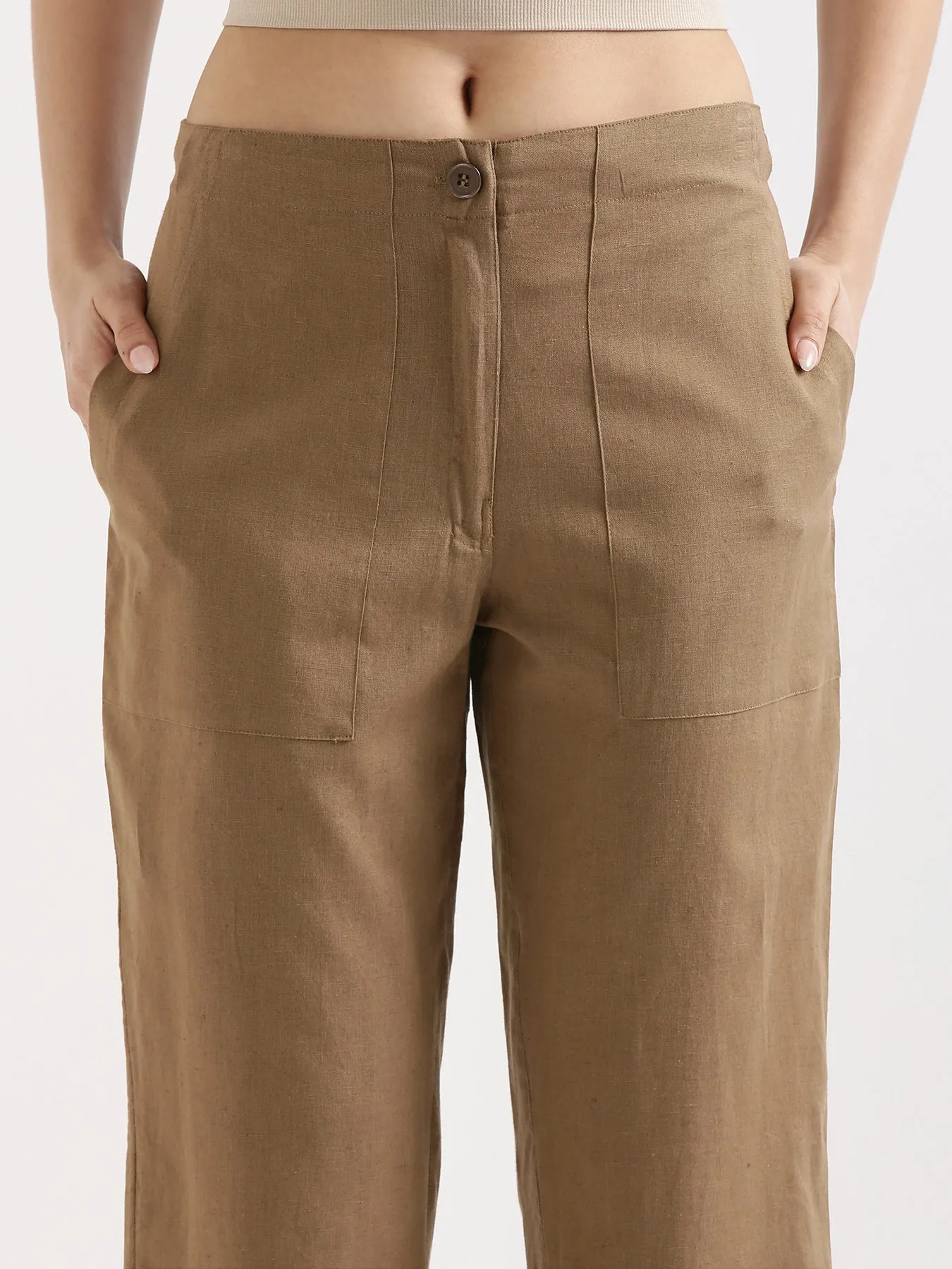 Coffee Brown Airy Linen Pants