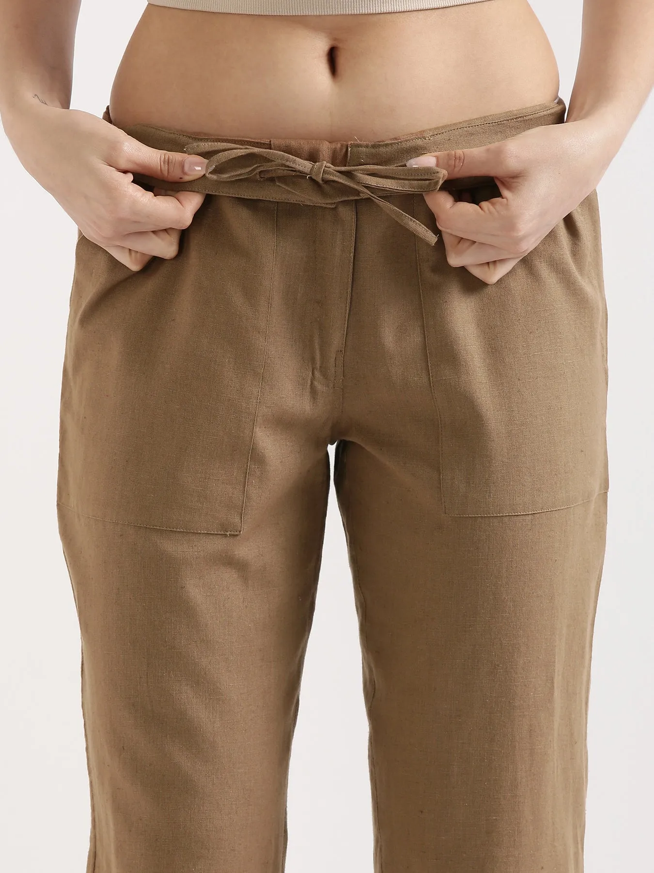 Coffee Brown Airy Linen Pants