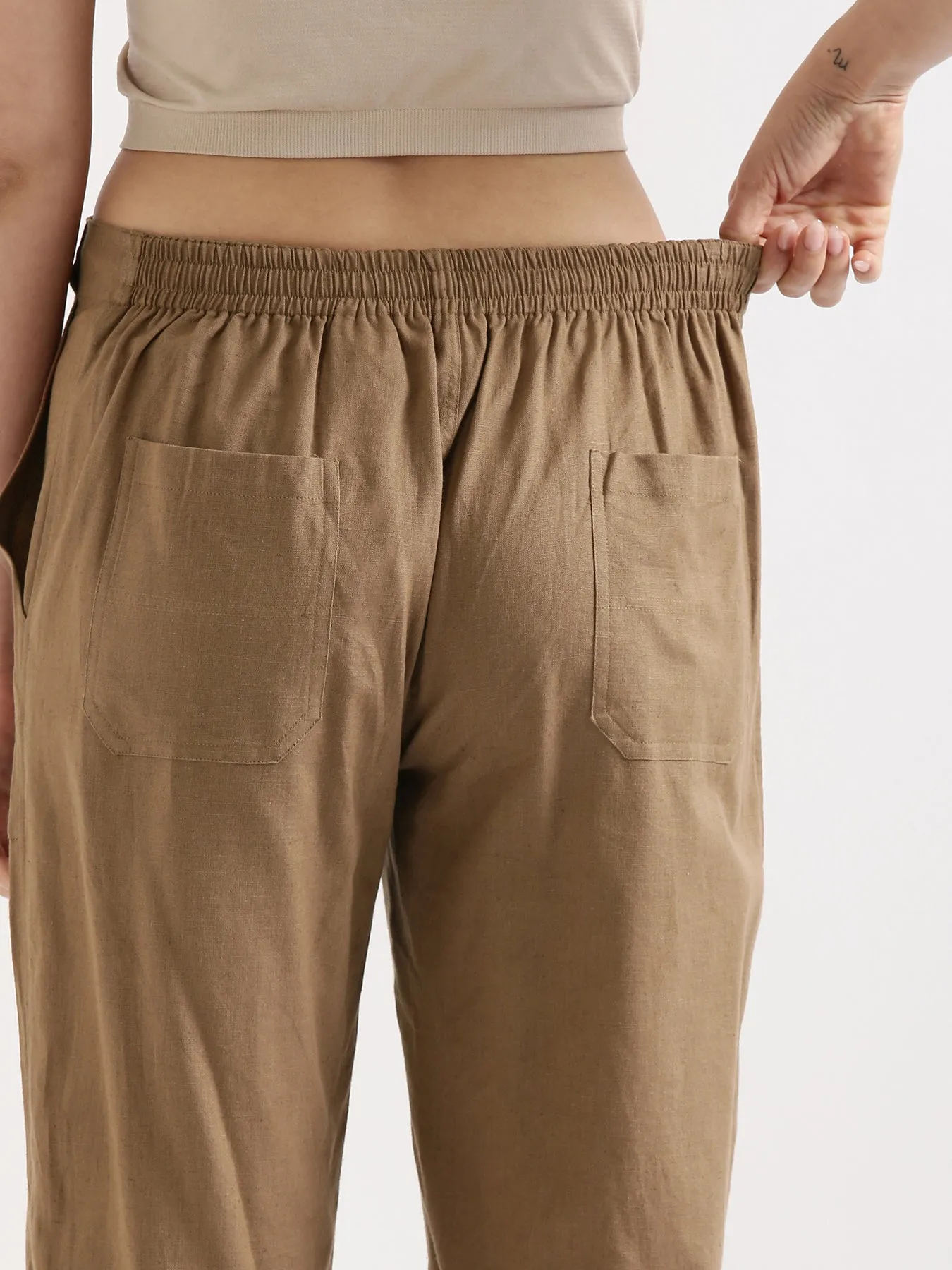 Coffee Brown Airy Linen Pants