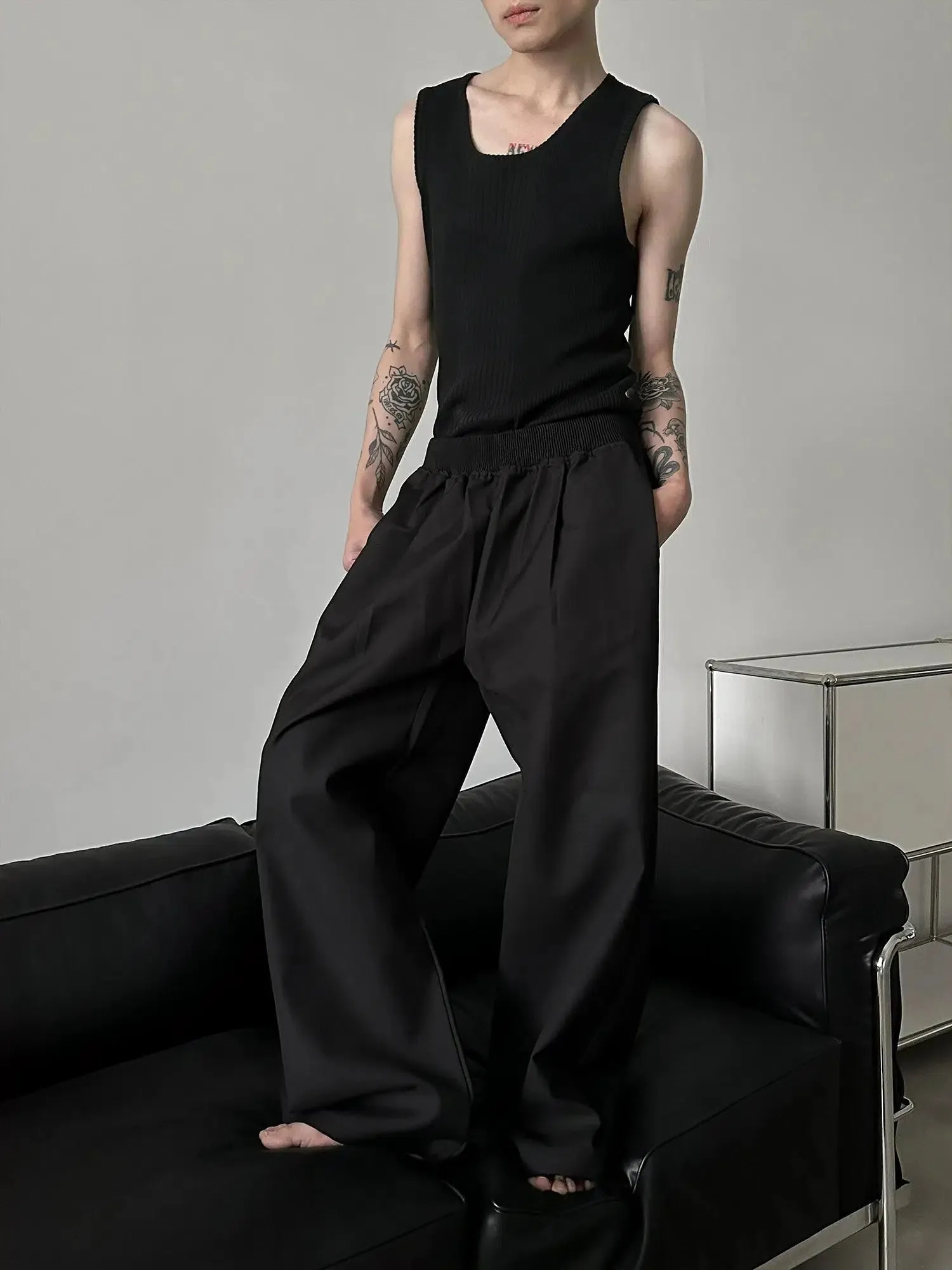 Comfort Fit Elastic Waist Casual Pants