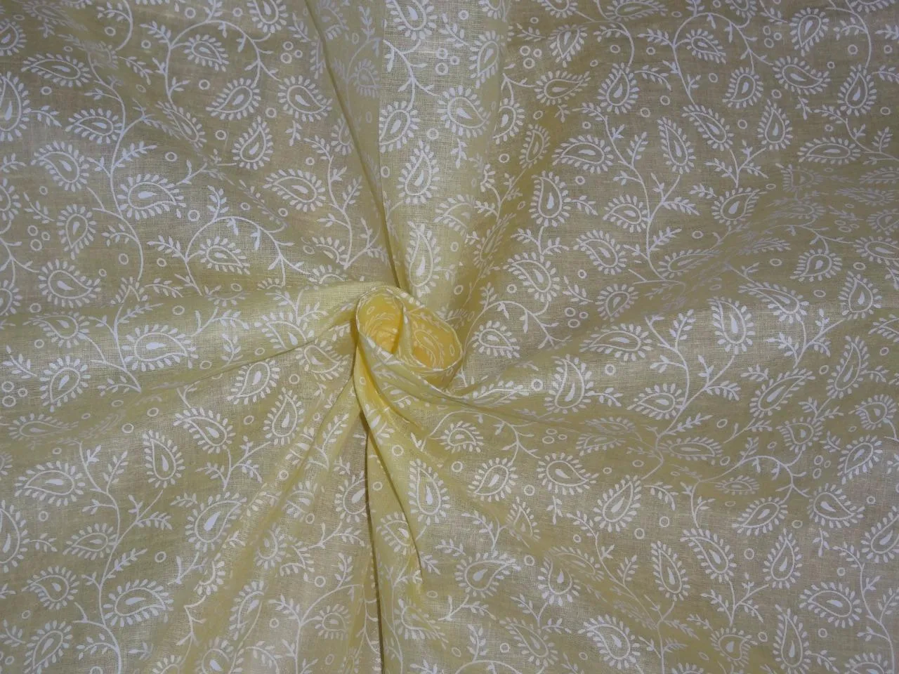 Cotton organdy floral printed fabric pastel yellow 44&quot;stiff cotorg-newprint12