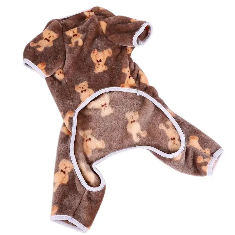 Cozy Fleece Dog Pajamas Jumpsuit for Small Pets