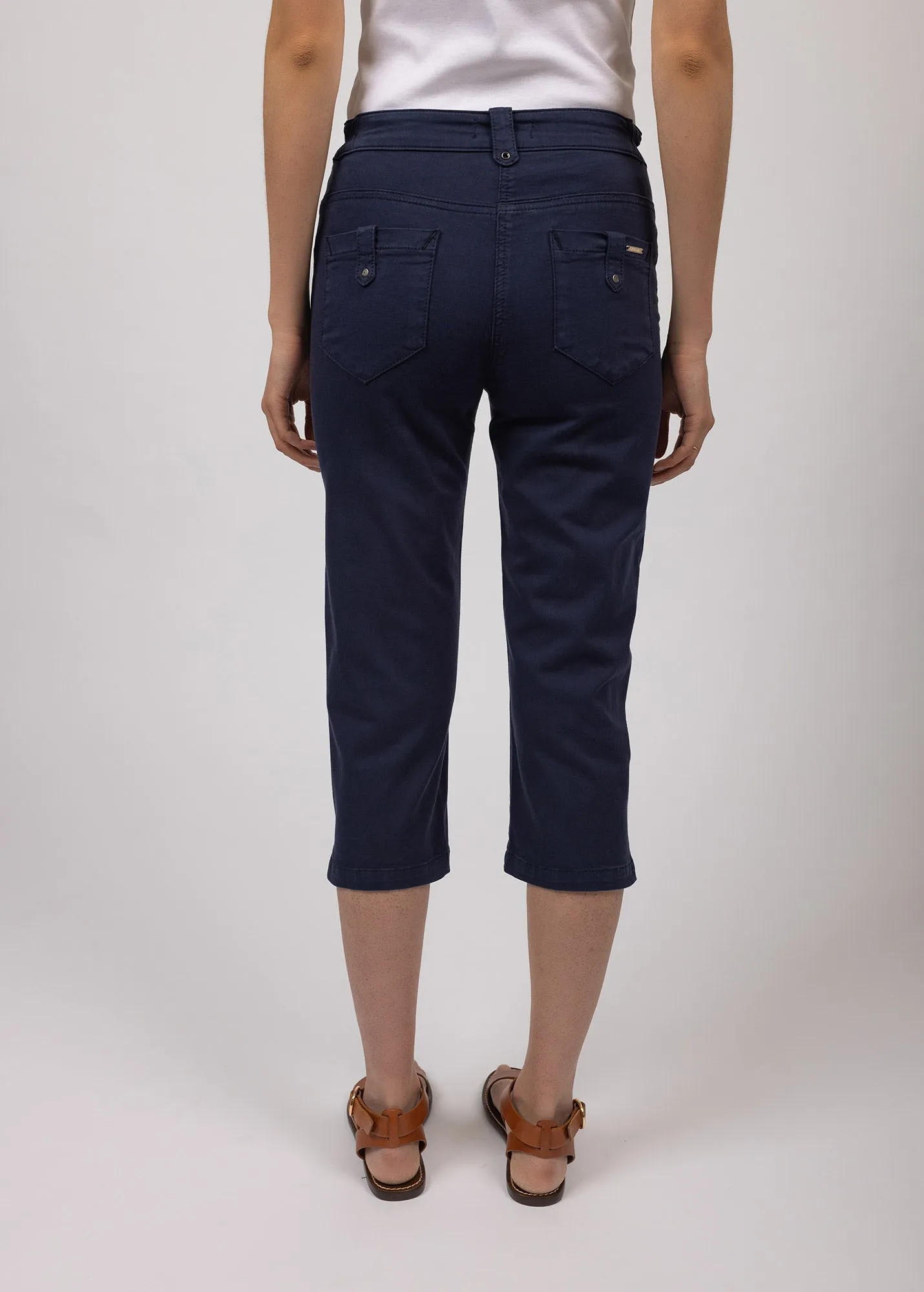 Elodie three quarters pants - in cotton, comfort fit (MARINE)