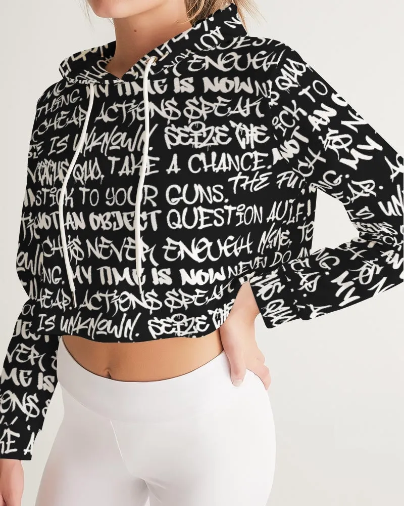 Empowering Graffiti Women's Cropped Hoodie