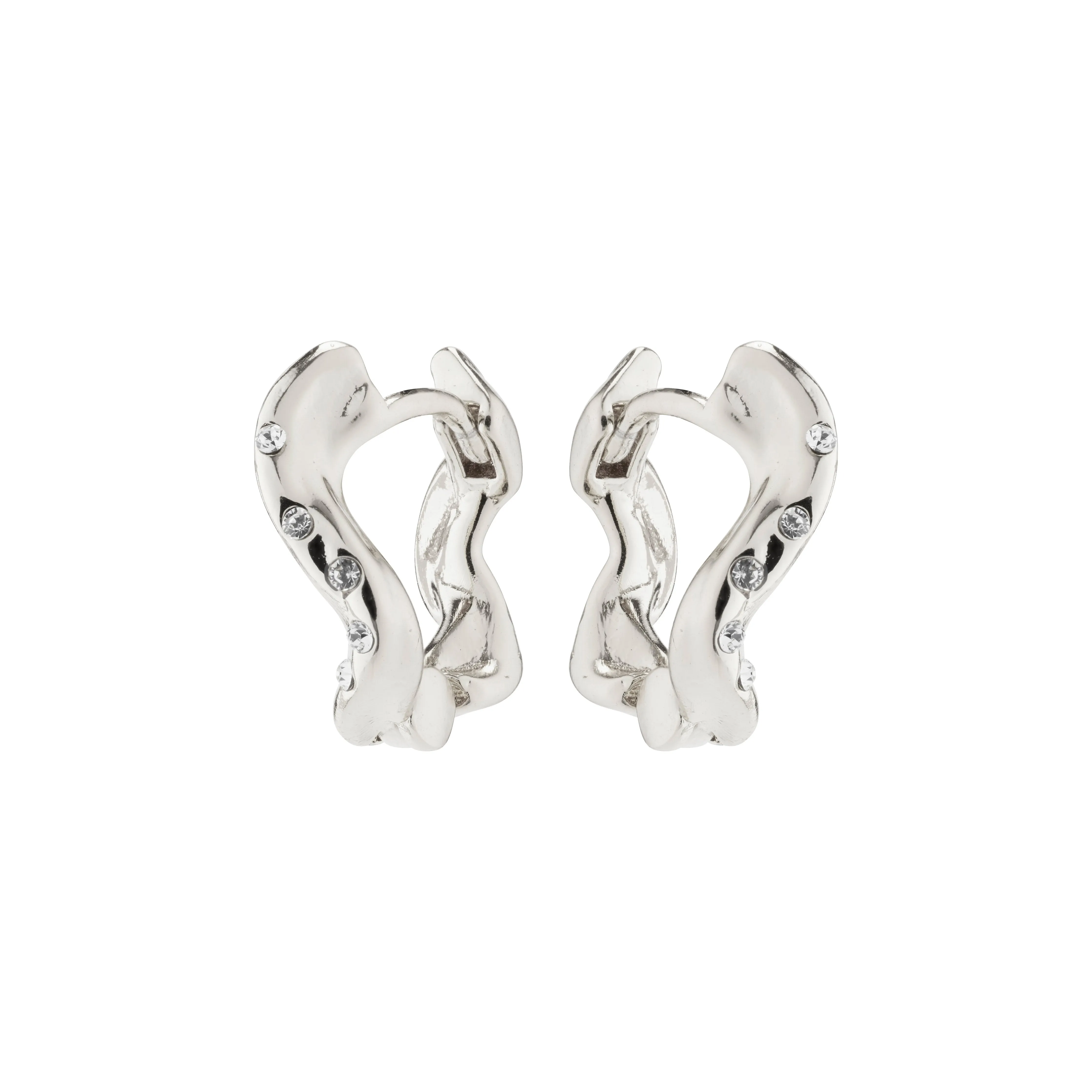 EVRA organic shaped crystal hoops silver-plated