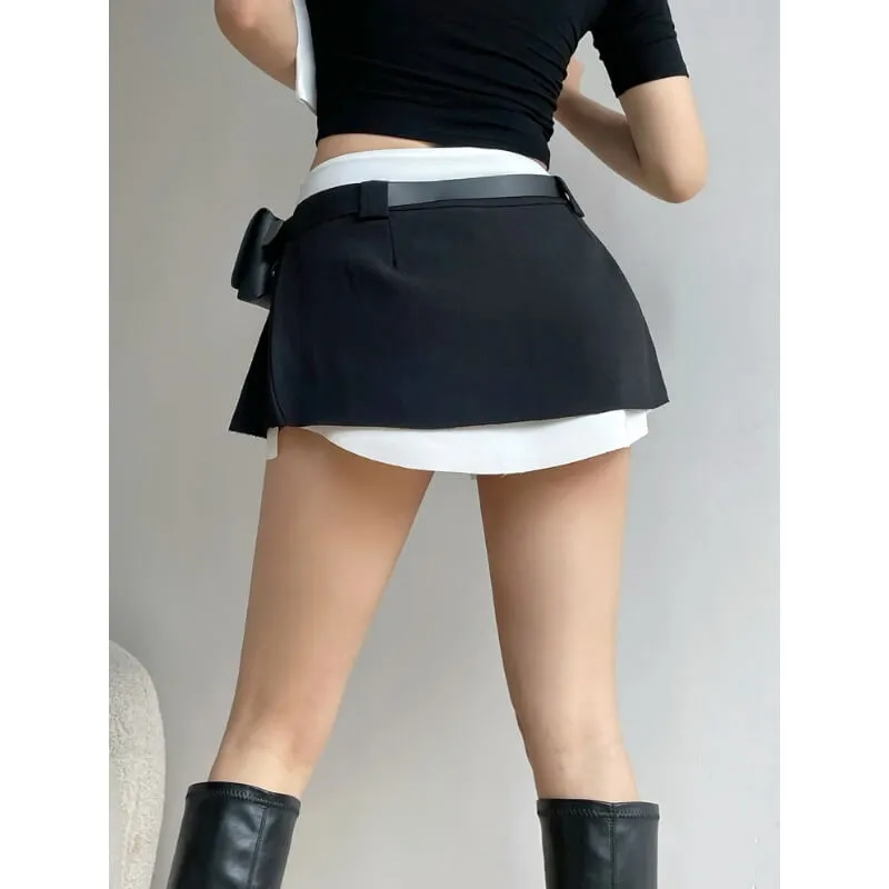 Fake-2 pieces mini skirt