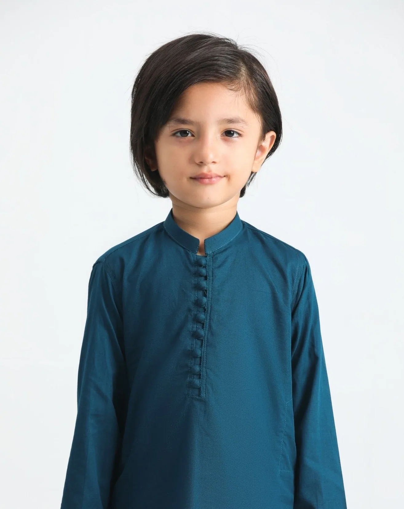 French Blue Cotton Kurta Trouser - Kids