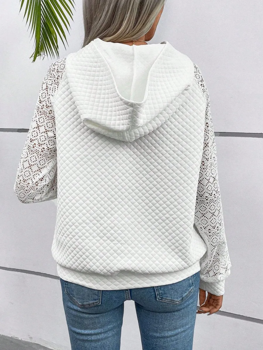 Frosted Cloud Lace White Hoodie