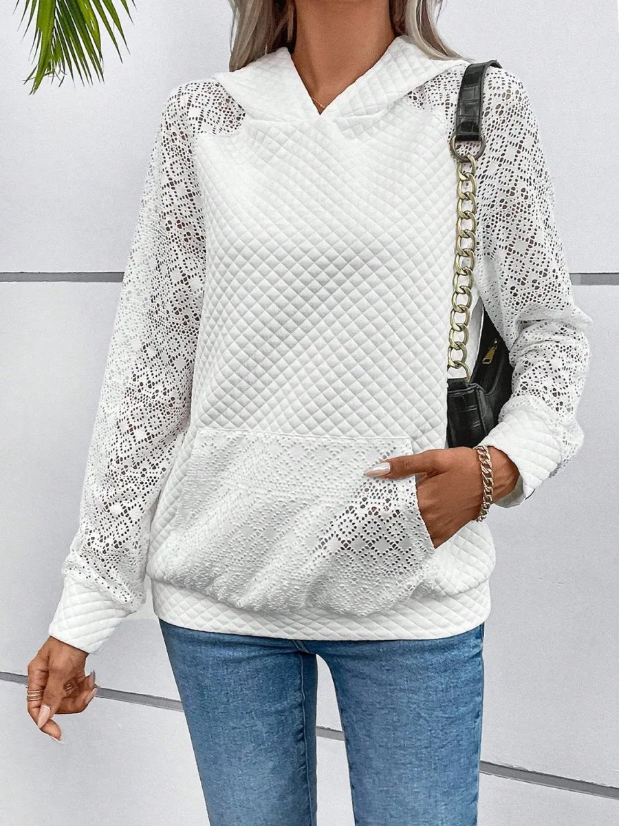 Frosted Cloud Lace White Hoodie