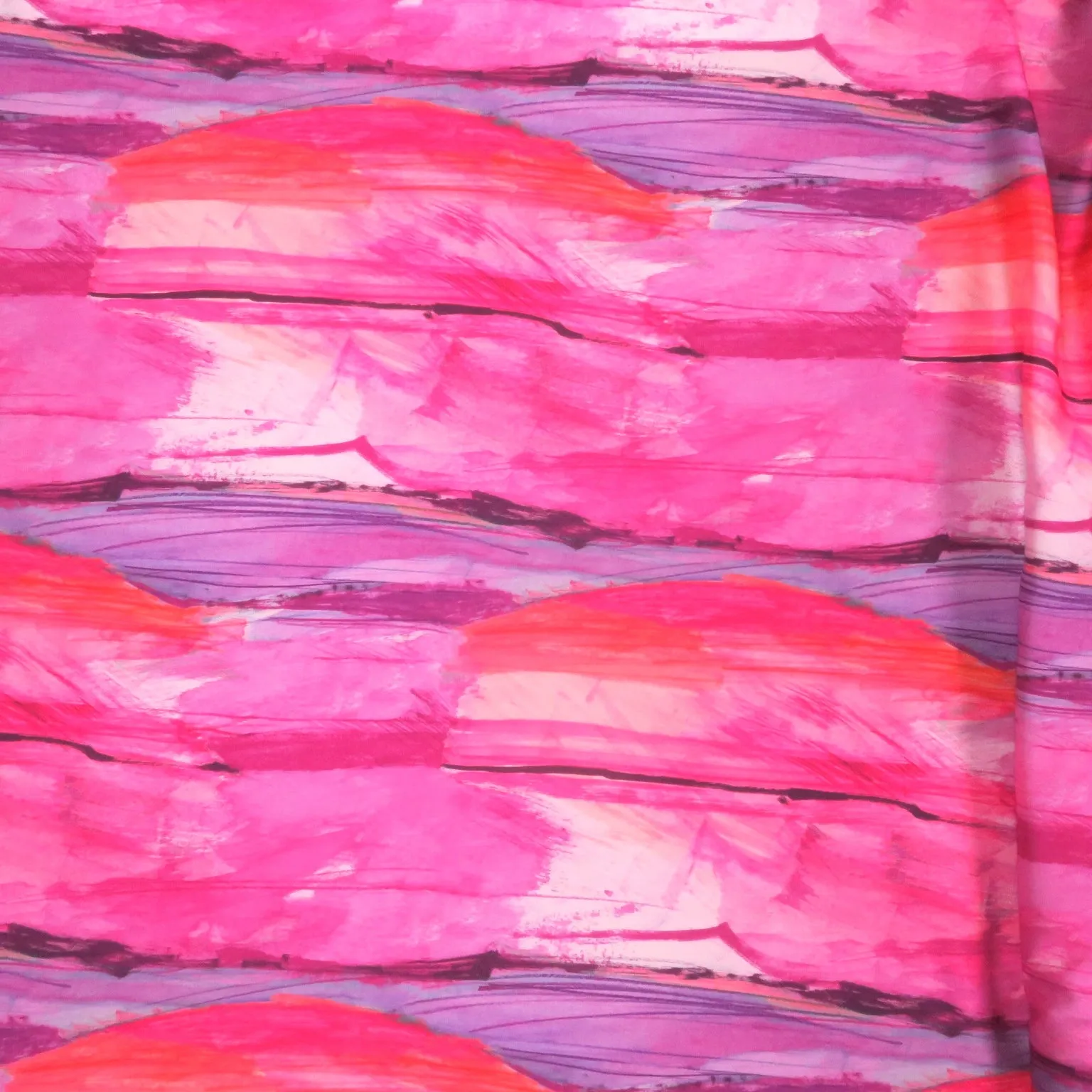 Fuchsia Pink Viol Pastel Colors Abstract Charmeuse Polyester Fabric