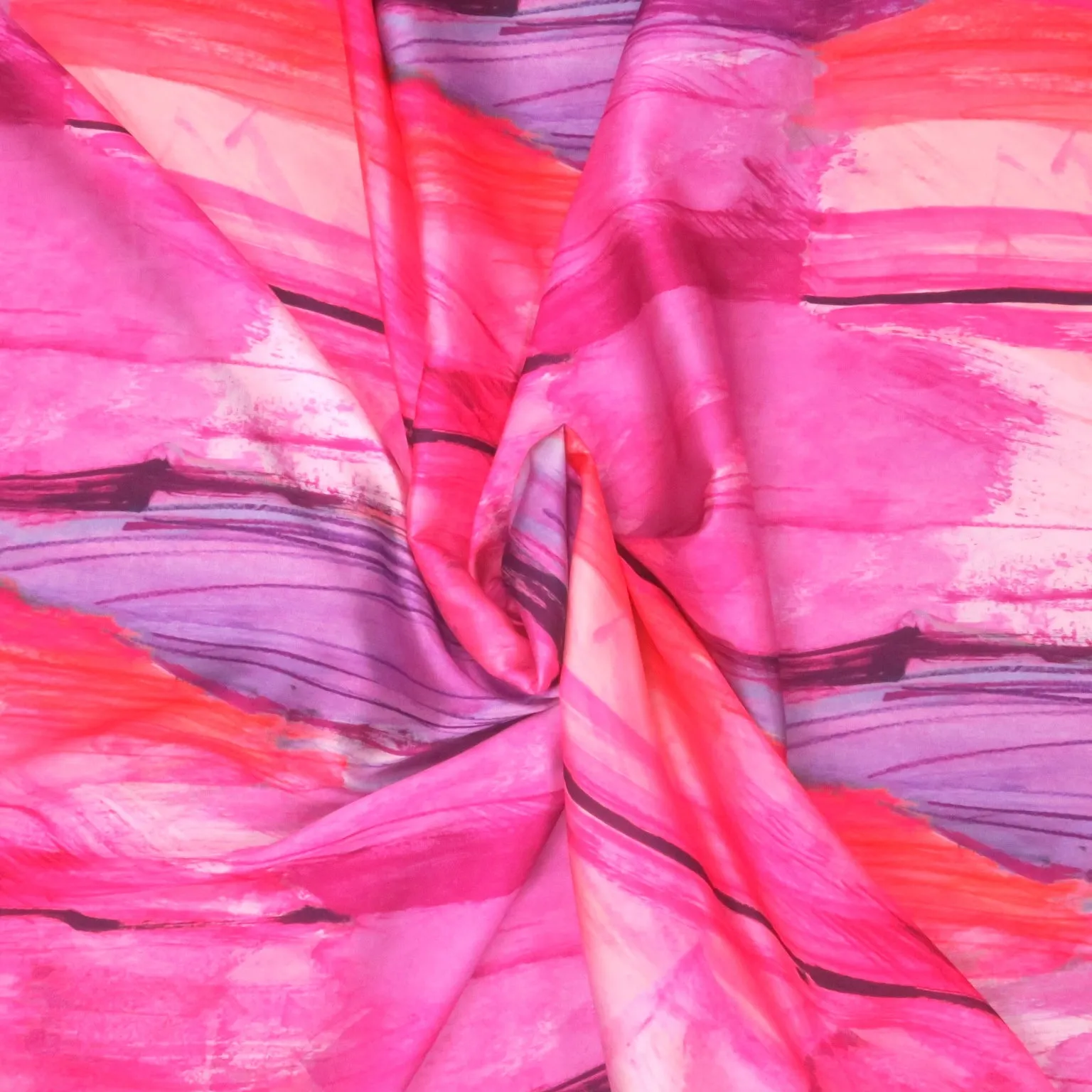 Fuchsia Pink Viol Pastel Colors Abstract Charmeuse Polyester Fabric