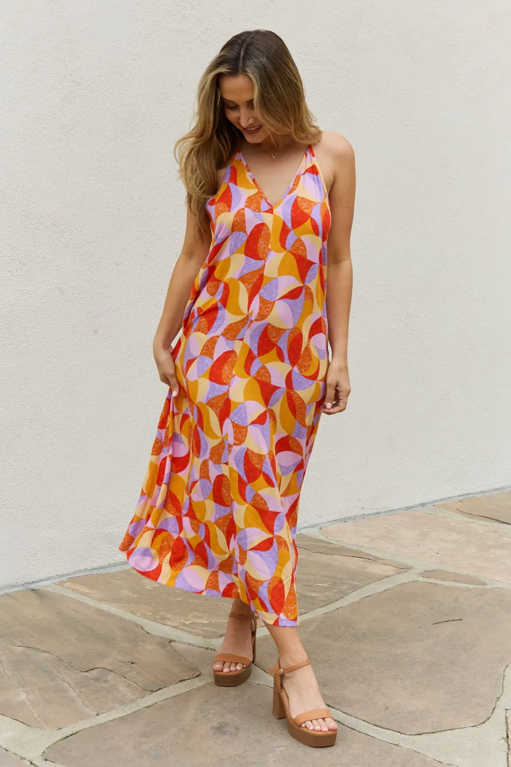 Full Size Printed Sleeveless Maxi Dress