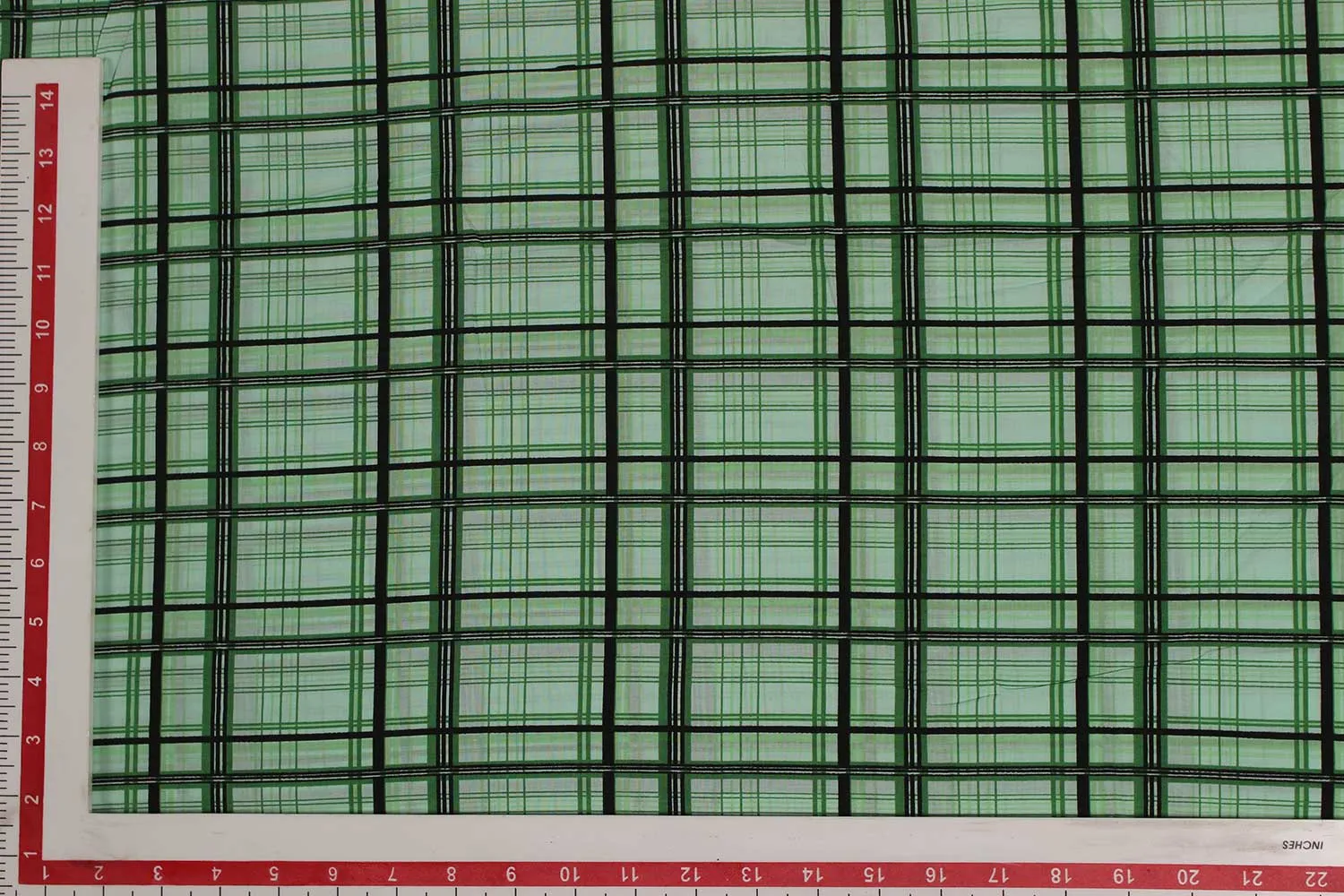 Green Cotton Cambric Check Fabric