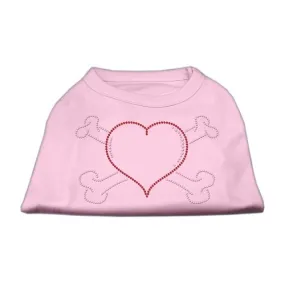 Heart and Crossbones Rhinestone Shirts Light Pink L (14)