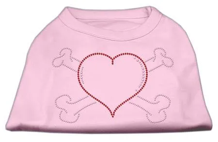 Heart and Crossbones Rhinestone Shirts Light Pink L (14)