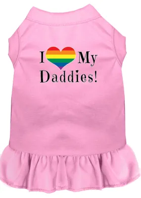 I Heart My Daddies Screen Print Dog Dress Light Pink Xxxl