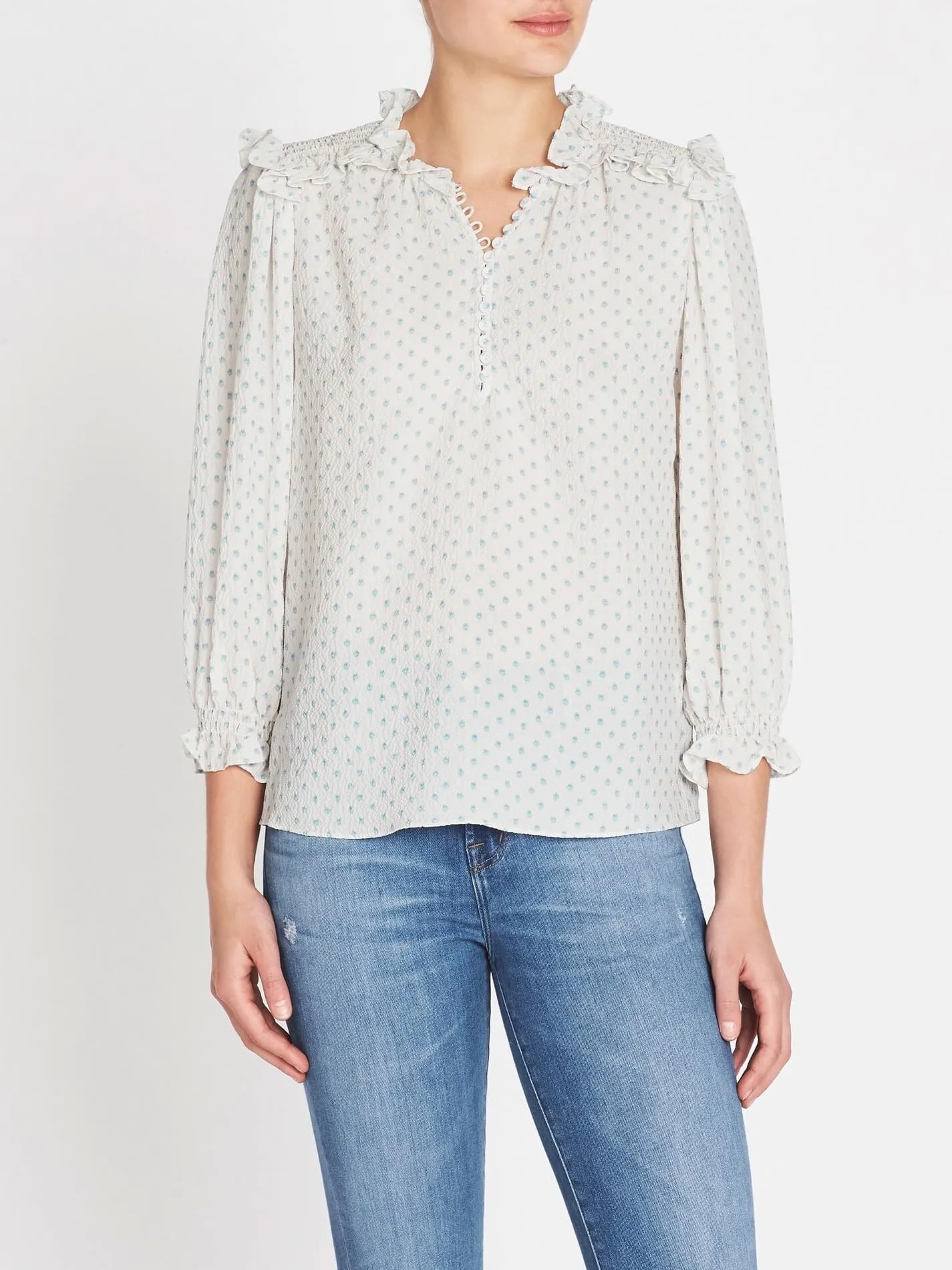 Ikat Dot Print Top