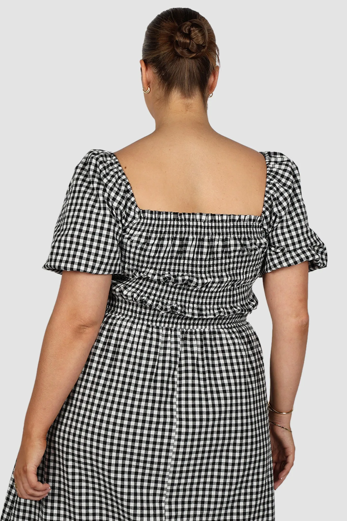 ISMAE MAXI DRESS B&W GINGHAM