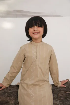 Ivory Skin Cotton Embroidered Kurta Trouser - Kids